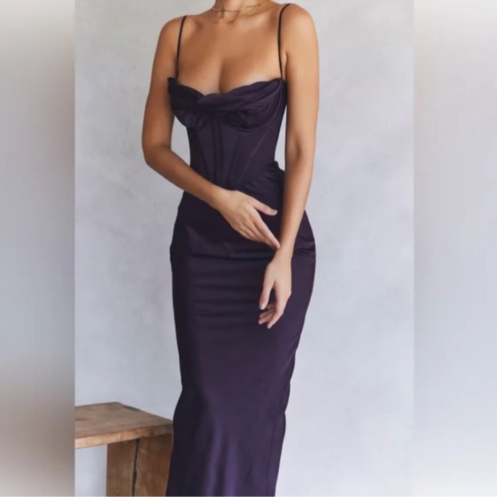 House of CB Charmaine Corset Dress Deep Purple NWT